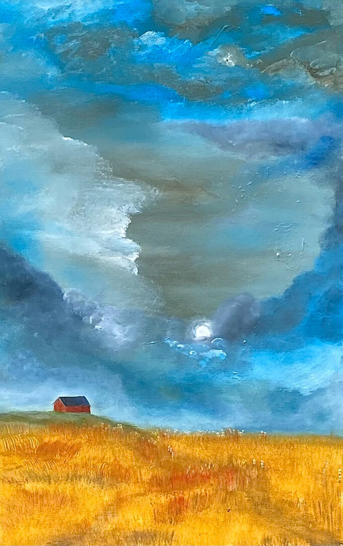 LAVENDER FIELDS A quiet field. A steady house. A painting born from peace, designed to become a touchstone of your own.
